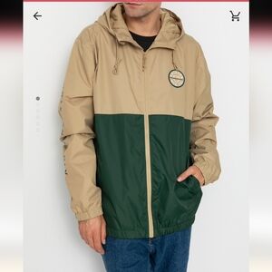 Brixton Men's Claxton Crest Full Zip,Water Resistant,Hooded,Windbreaker Jacket L